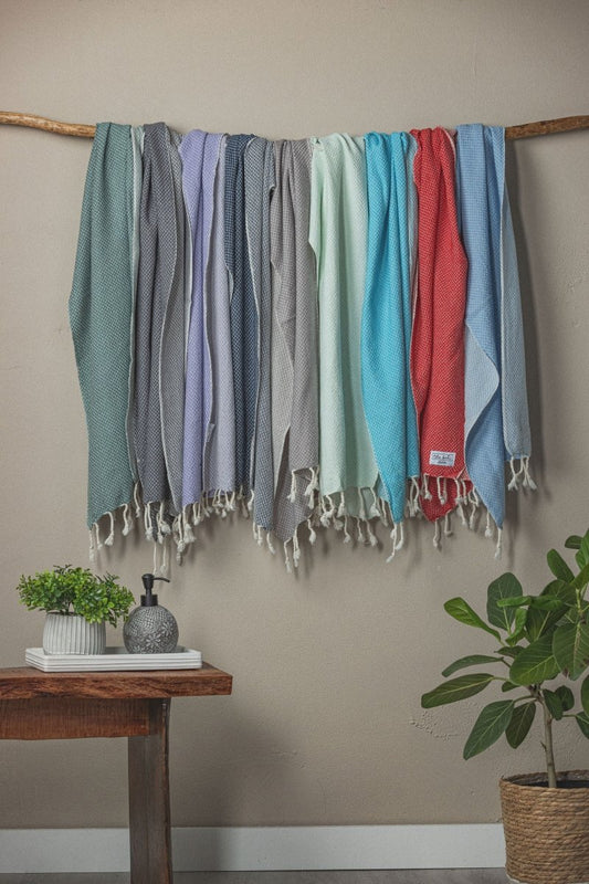 Waffle Weave Hand Towel Collection – 20”x40” Organic Turkish Cotton Towels with Tassels in - Bath Towels & Washcloths photo
