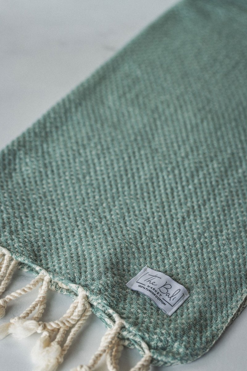 Waffle Weave Hand Towel Collection – 20”x40” Organic Turkish Cotton Towels with Tassels in - Bath Towels & Washcloths photo
