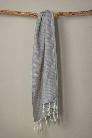 Waffle Weave Hand Towel Collection – 20”x40” Organic Turkish Cotton Towels with Tassels in Grey - Bath Towels & Washcloths photo