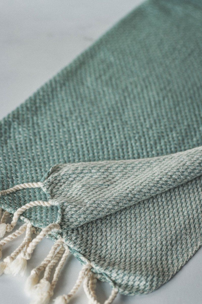Waffle Weave Hand Towel Collection – 20”x40” Organic Turkish Cotton Towels with Tassels in - Bath Towels & Washcloths photo