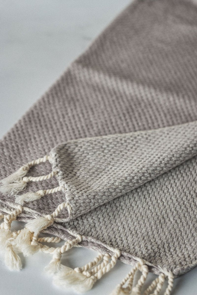 Waffle Weave Hand Towel Collection – 20”x40” Organic Turkish Cotton Towels with Tassels in - Bath Towels & Washcloths photo