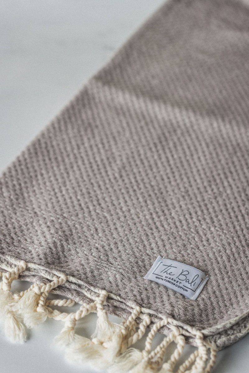 Waffle Weave Hand Towel Collection – 20”x40” Organic Turkish Cotton Towels with Tassels in - Bath Towels & Washcloths photo