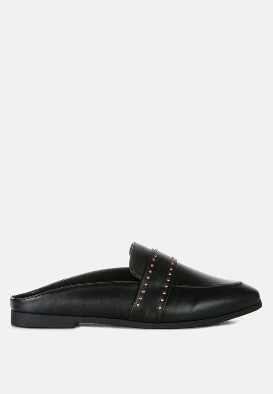 Walkout Faux Leather Studded Detail Mules in Black - Sandals photo