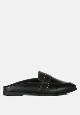 Walkout Faux Leather Studded Detail Mules in Black - Sandals photo