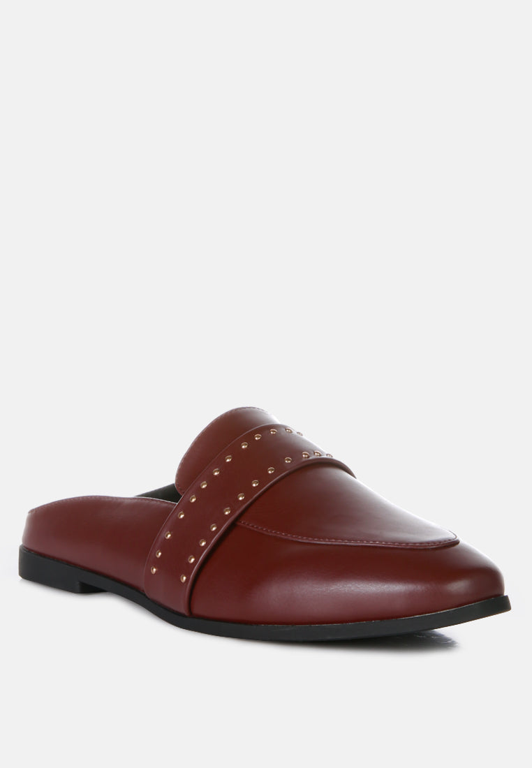 Walkout Faux Leather Studded Detail Mules in - Sandals photo