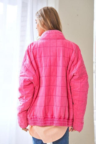 Washed Soft Comfy Quilting Zip Closure Jacket - SwagglyLife Home & Fashion