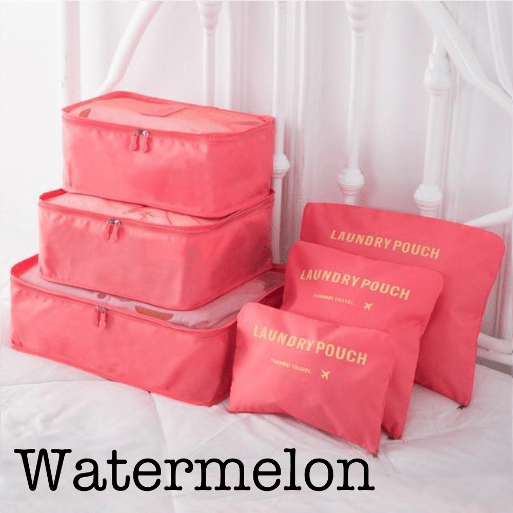 6 Piece Travel Organizer in Watermelon - Travel photo