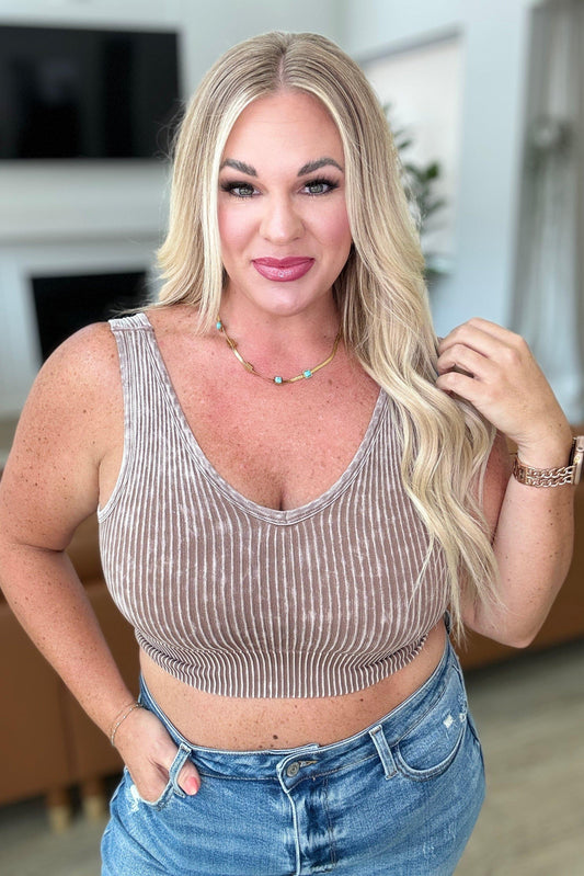 When and Where Reversible Ribbed Cropped Tank in Mocha - SwagglyLife Home & Fashion