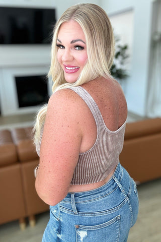 When and Where Reversible Ribbed Cropped Tank in Mocha - SwagglyLife Home & Fashion