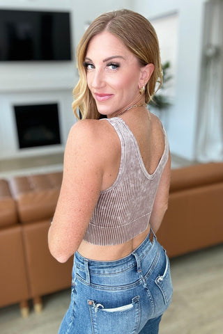 When and Where Reversible Ribbed Cropped Tank in Mocha - SwagglyLife Home & Fashion