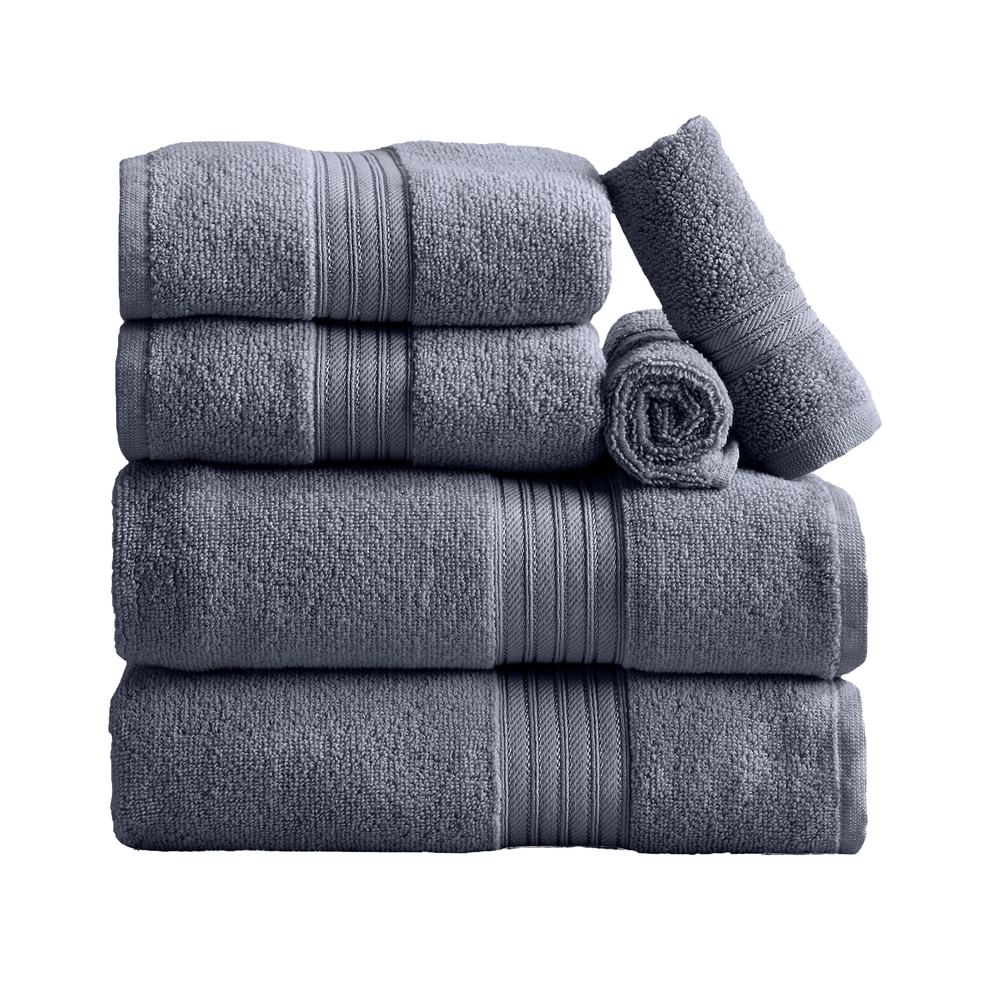 Cotton Terry Bath Towel Set - Cooper Collection in 6 Piece Set Chambray Blue - photo