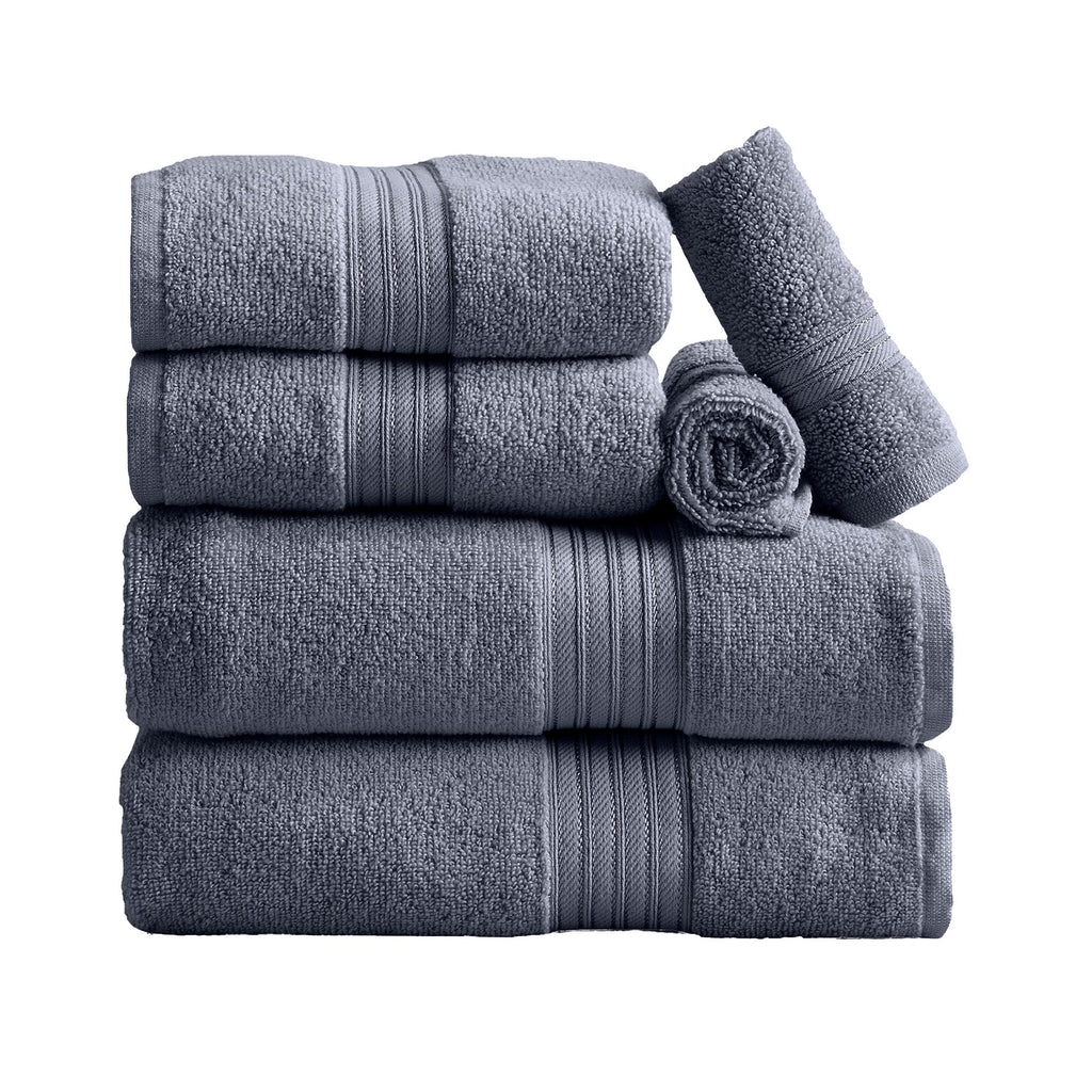 Cotton Terry Bath Towel Set - Cooper Collection in 6 Piece Set Chambray Blue - photo