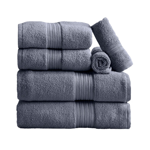 Cotton Terry Bath Towel Set - Cooper Collection in 6 Piece Set Chambray Blue - photo