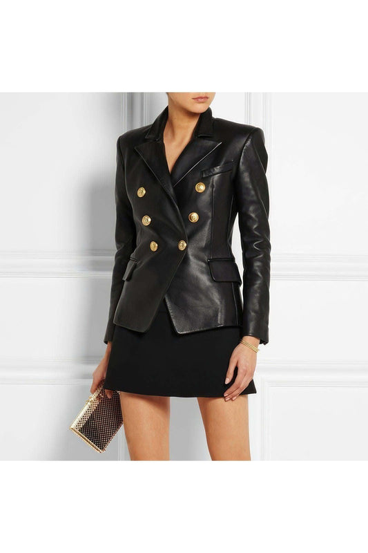 Black Real Sheepskin Leather Blazer | Made to Order in - Coats & Jackets photo