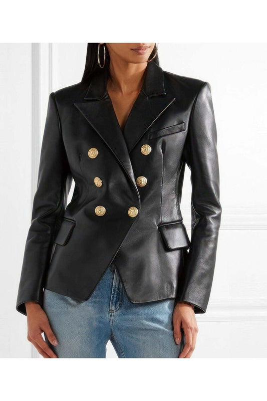 Black Real Sheepskin Leather Blazer | Made to Order in - Coats & Jackets photo