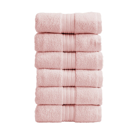 Cotton Terry Bath Towel Set - Cooper Collection in Hand Towel (Pack of 6) Pink - photo