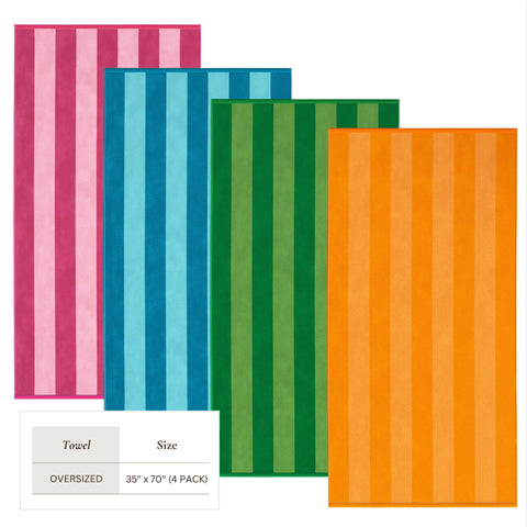Cotton Velour Cabana Stripe Beach Towel - Novia Collection in - photo