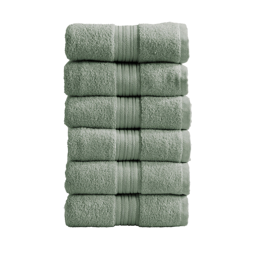 Cotton Terry Bath Towel Set - Cooper Collection in Hand Towel (Pack of 6) Eucalyptus - photo