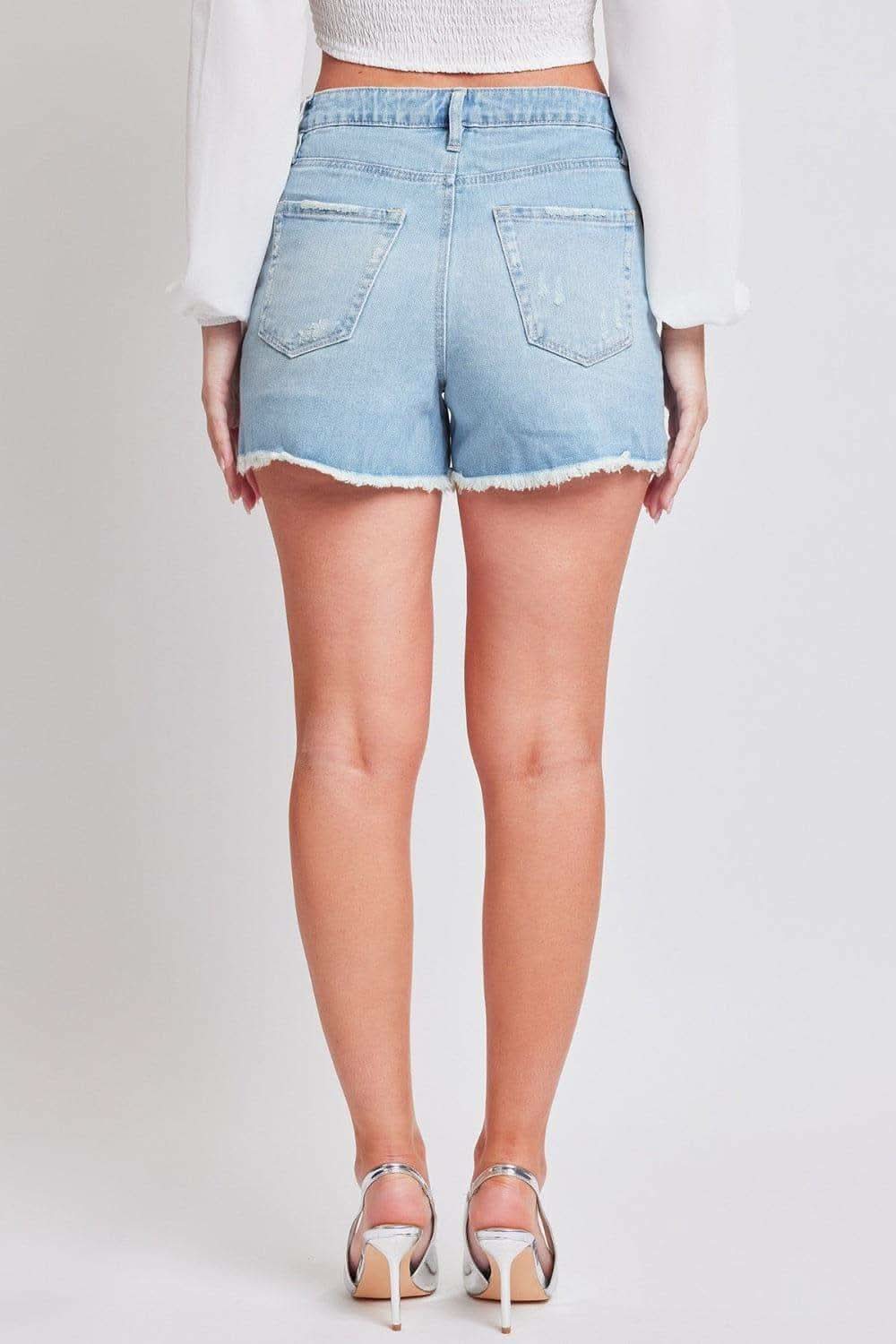 YMI Jeanswear Distressed Frayed Hem Denim Shorts - SwagglyLife Home & Fashion