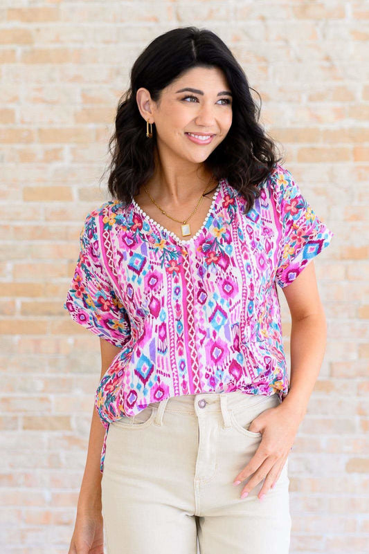 Yours Truly, V-Neck Top in Magenta in - Tops photo