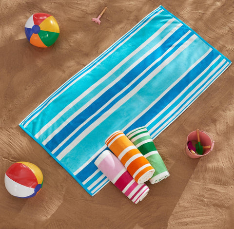 Cotton Velour Cabana Stripe Beach Towel - Novia Collection - SwagglyLife Home & Fashion