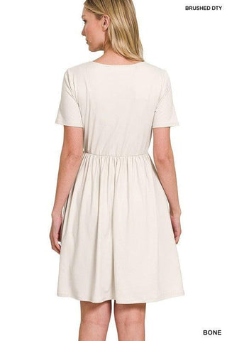 ZENANA Brushed DTY Buttery Soft Fabric Surplice Dress - SwagglyLife Home & Fashion