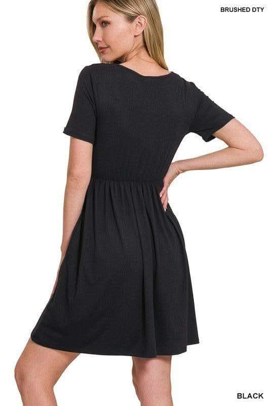 ZENANA Brushed DTY Buttery Soft Fabric Surplice Dress - SwagglyLife Home & Fashion