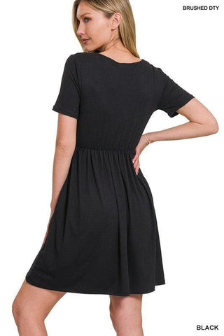 ZENANA Brushed DTY Buttery Soft Fabric Surplice Dress - SwagglyLife Home & Fashion