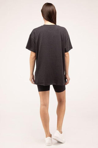 Zenana Cotton Round Neck Top & Biker Shorts Set - SwagglyLife Home & Fashion