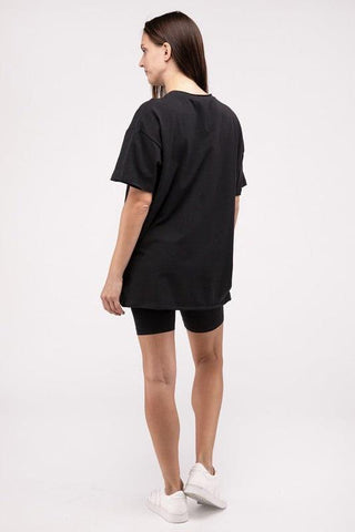 Zenana Cotton Round Neck Top & Biker Shorts Set - SwagglyLife Home & Fashion