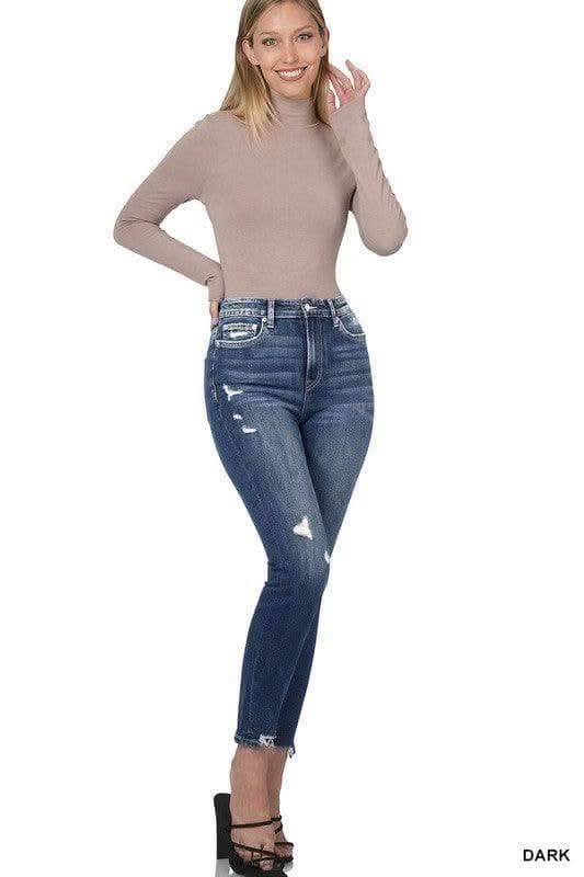 ZENANA Distressed Hem Ankle Skinny Denim Pants in - Jeans photo