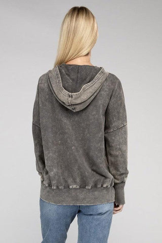 ZENANA French Terry Acid Wash Kangaroo Pocket Hoodie - SwagglyLife Home & Fashion