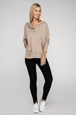 ZENANA French Terry Acid Wash Kangaroo Pocket Hoodie - SwagglyLife Home & Fashion