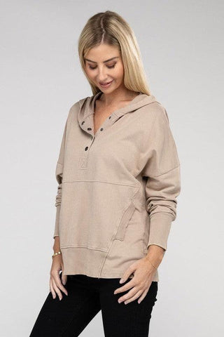 ZENANA French Terry Acid Wash Kangaroo Pocket Hoodie - SwagglyLife Home & Fashion