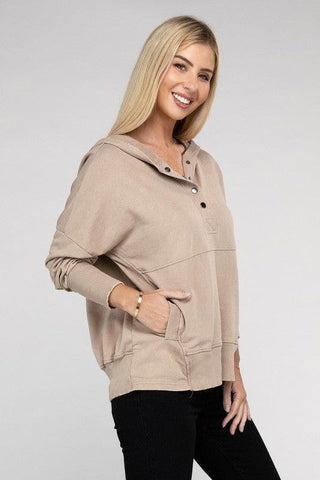 ZENANA French Terry Acid Wash Kangaroo Pocket Hoodie - SwagglyLife Home & Fashion