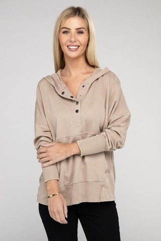 ZENANA French Terry Acid Wash Kangaroo Pocket Hoodie - SwagglyLife Home & Fashion