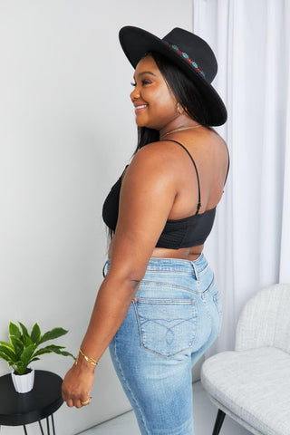 Zenana Full Size Textured Spaghetti Strap Bralette in Black - SwagglyLife Home & Fashion