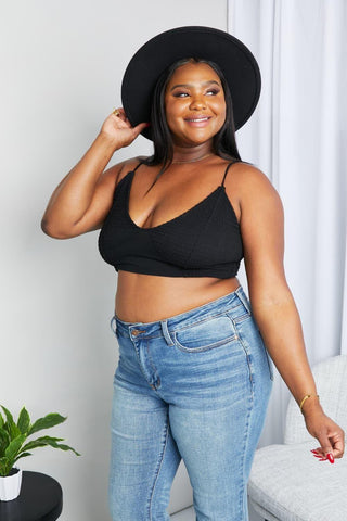Zenana Full Size Textured Spaghetti Strap Bralette in Black - SwagglyLife Home & Fashion