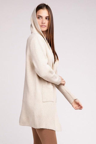 Zenana Hooded Open Front Sweater Cardigan - SwagglyLife Home & Fashion