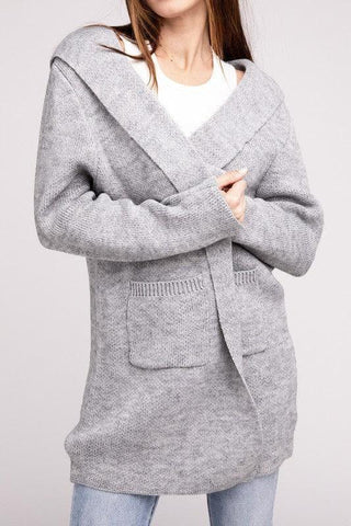 Zenana Hooded Open Front Sweater Cardigan - SwagglyLife Home & Fashion