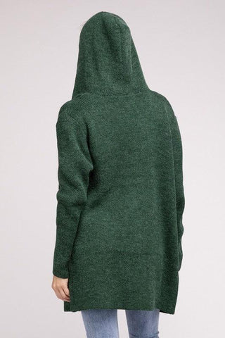 Zenana Hooded Open Front Sweater Cardigan - SwagglyLife Home & Fashion