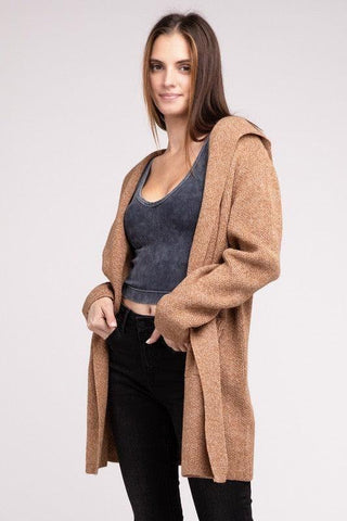 Zenana Hooded Open Front Sweater Cardigan - SwagglyLife Home & Fashion