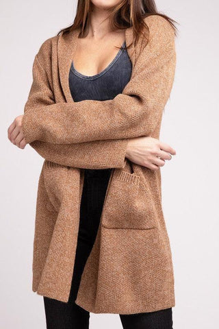 Zenana Hooded Open Front Sweater Cardigan - SwagglyLife Home & Fashion