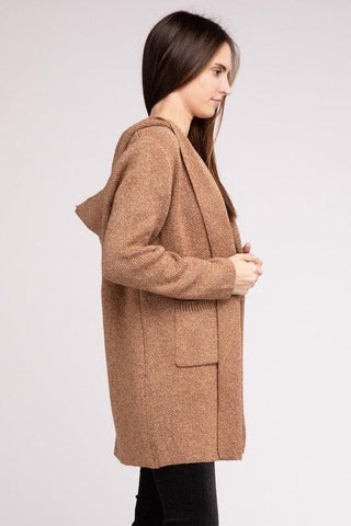 Zenana Hooded Open Front Sweater Cardigan - SwagglyLife Home & Fashion