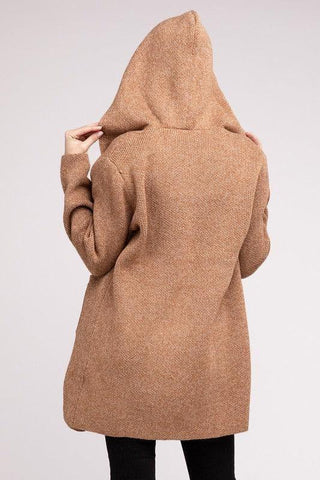 Zenana Hooded Open Front Sweater Cardigan - SwagglyLife Home & Fashion