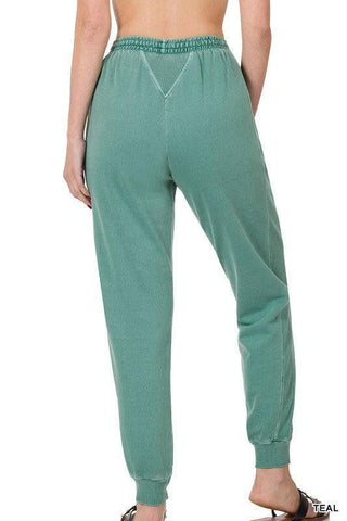 ZENANA Pigment Dye Drawstring Waist Jogger Pants - SwagglyLife Home & Fashion