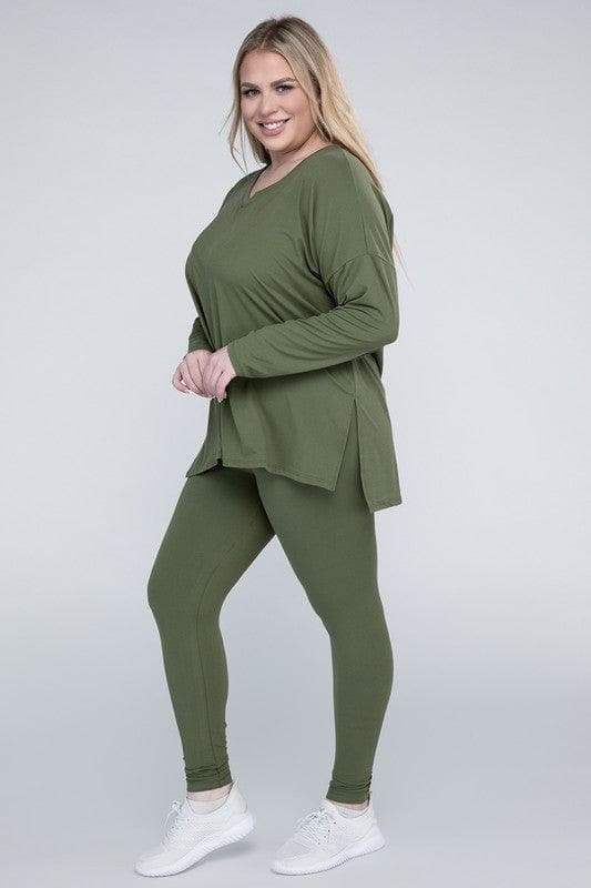 ZENANA Plus Brushed DTY Microfiber Loungewear Set - SwagglyLife Home & Fashion