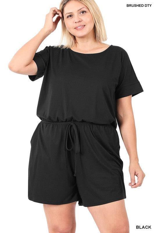 ZENANA PLUS Brushed DTY Romper with Pockets, 3 Colors - SwagglyLife Home & Fashion