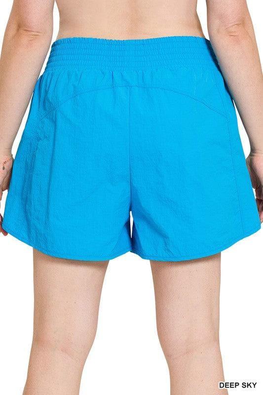 ZENANA Plus Windbreaker Smocked Waistband Running Shorts w/ Zip Pockets, 9 Colors - SwagglyLife Home & Fashion