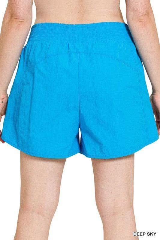 ZENANA Plus Windbreaker Smocked Waistband Running Shorts w/ Zip Pockets, 9 Colors - SwagglyLife Home & Fashion